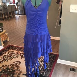 Blue high low cocktail dress